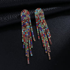 Rhinestone Tassel Earrings in 4 Colors