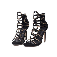 Sandales à talons aiguilles et brides en daim noir