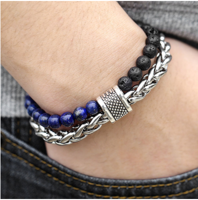 Stainless Steel Bracelet with Natural Stones