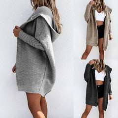 Loose Fit Strickjacke mit Kapuze in 3 Farben S-XXL