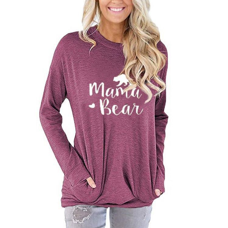 Langärmliges Mama Bear Top mit Taschen in 10 Farben S-XXL