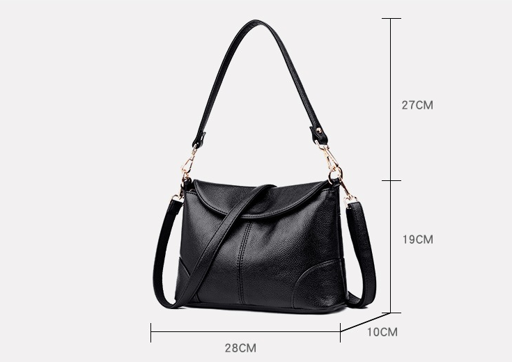 Leather Solid Colour Shoulder Bag with Zipper