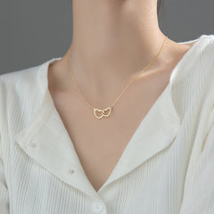 Interlocking Double Heart Gold or Silver Necklace