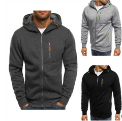 Men Hooded Zippered Sweatshirt in 3 Colors S-3XL