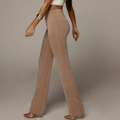 Sparkly High Waist Flared Pants in 2 Colors S-L