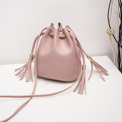Shoulder Messenger Bucket Bag with Tassels in 5 Colors