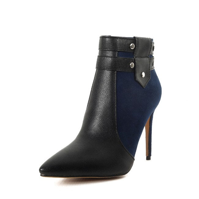Stilettos mit geschlossener Spitze und dünnem Absatz im Colorblock-Stil in 3 Farben 