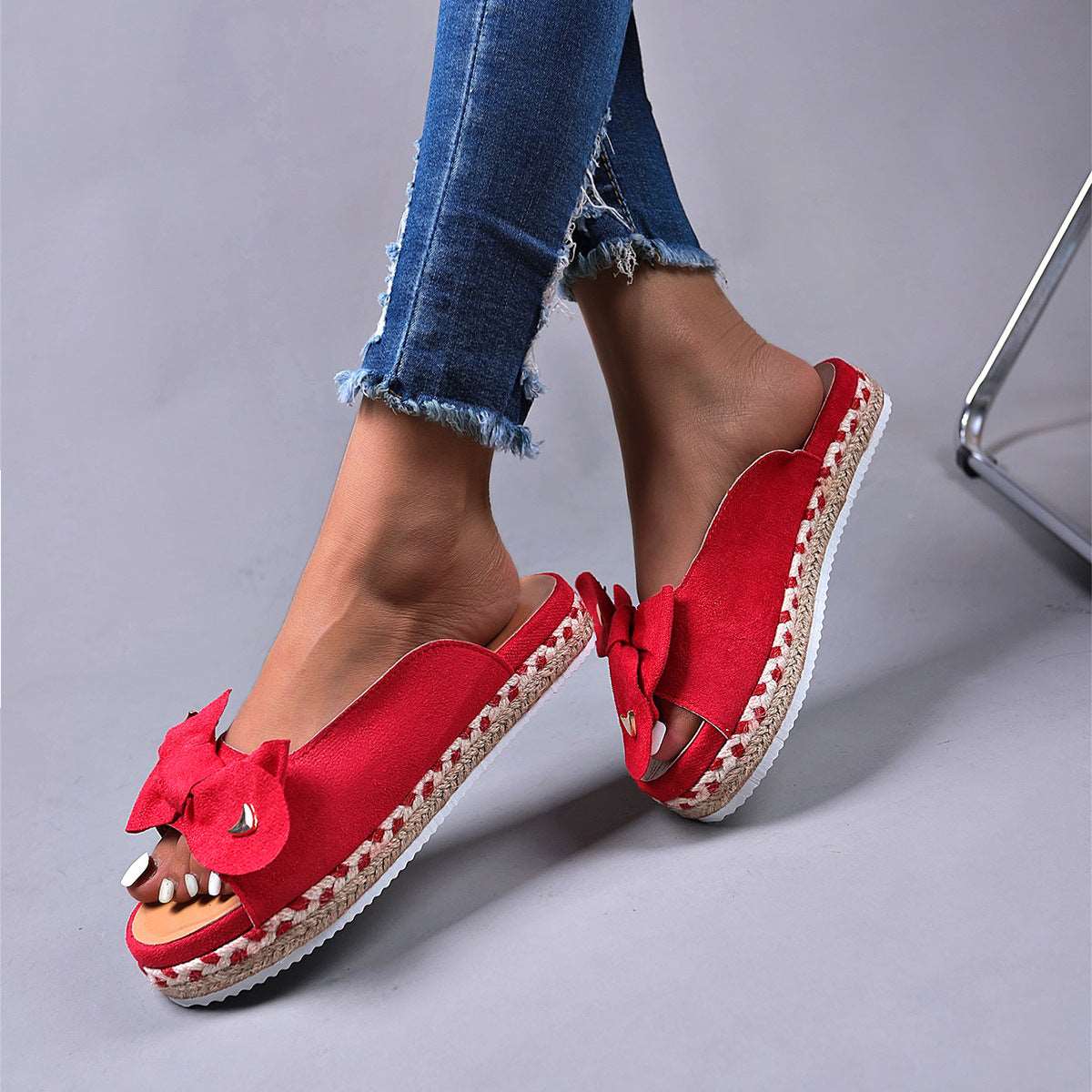 Summer Slip-On Sandals with Bow in 5 Colors