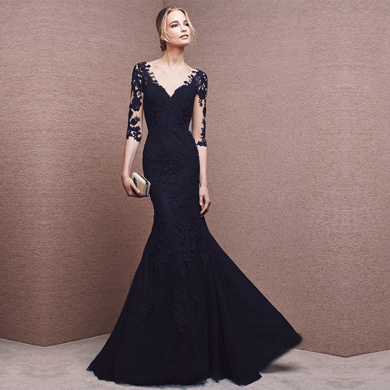 Lace V-Neck Mermaid Dress in 3 Colors S-XXL