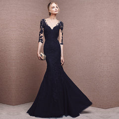 Lace V-Neck Mermaid Dress in 3 Colors S-XXL