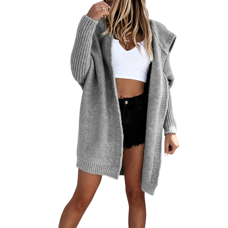 Loose Fit Strickjacke mit Kapuze in 3 Farben S-XXL