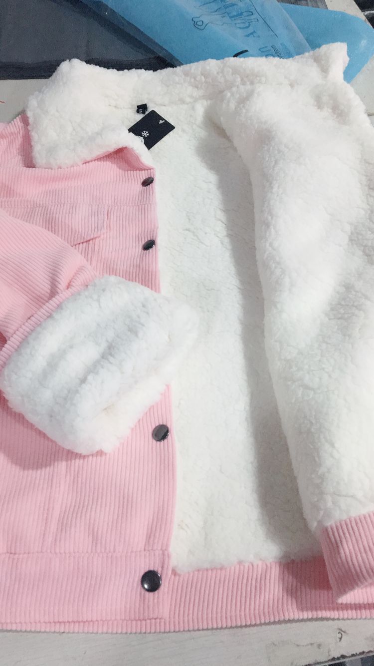 Fleecegefütterte Cordjacke mit Taschen