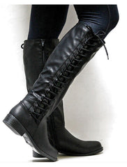 Low Heel Knee High Boots with Side Zipper