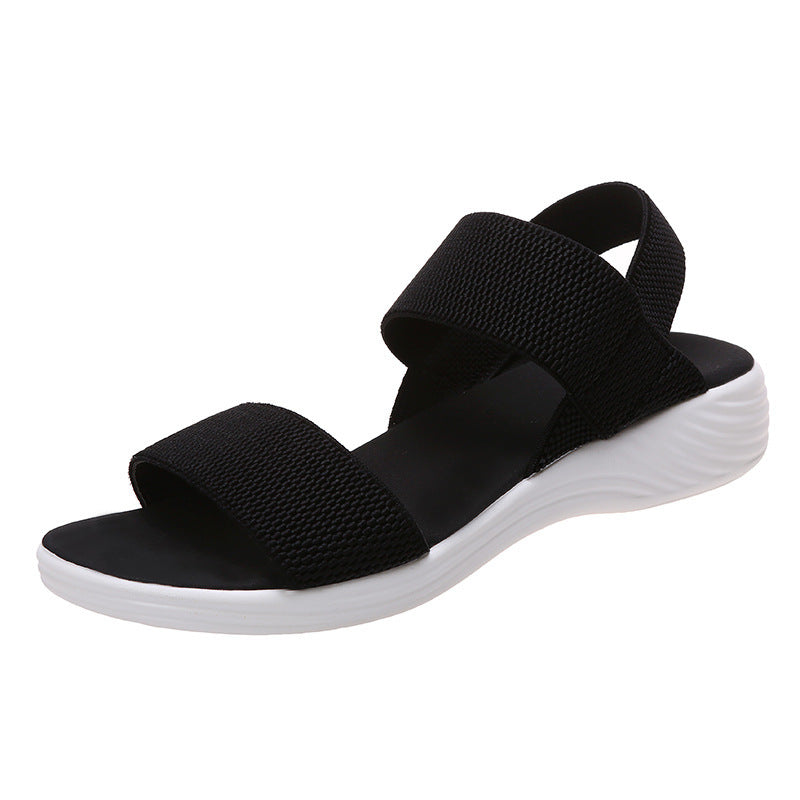 Wide Strap Flat Sandals with Ankle Band