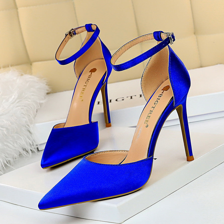 Elegant Pointed Toe Ankle Strap Stiletto Heels