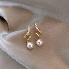 Faux Diamond and Pearl Drop Earrings
