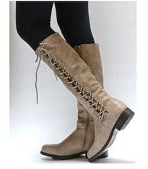 Low Heel Knee High Boots with Side Zipper