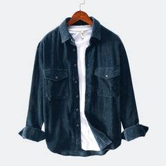 Men's Corduroy Long Sleeve Shirt with Pockets in 6 Colors S-3XL