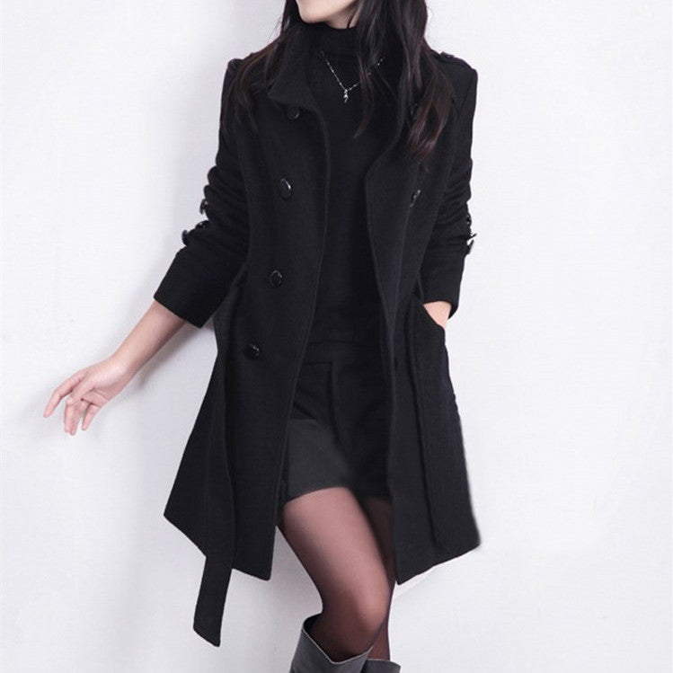 Mid-Length Woolen Coat in 2 Colors M-4XL