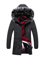 Men's Hooded Mid-Length Winter Coat in 3 Colors L-3XL