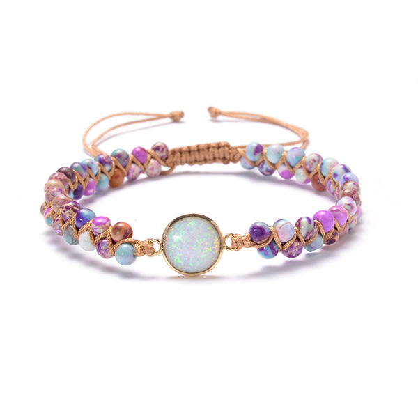 Bracelet bohème tressé en pierre et opale en 6 couleurs