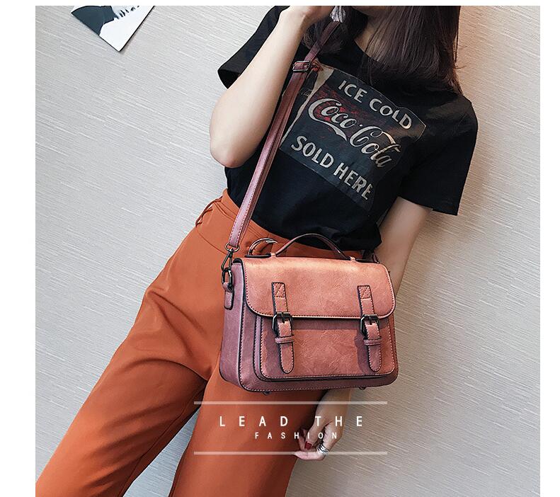 Messenger Bag with Zipper and Buckles in 4 Colors