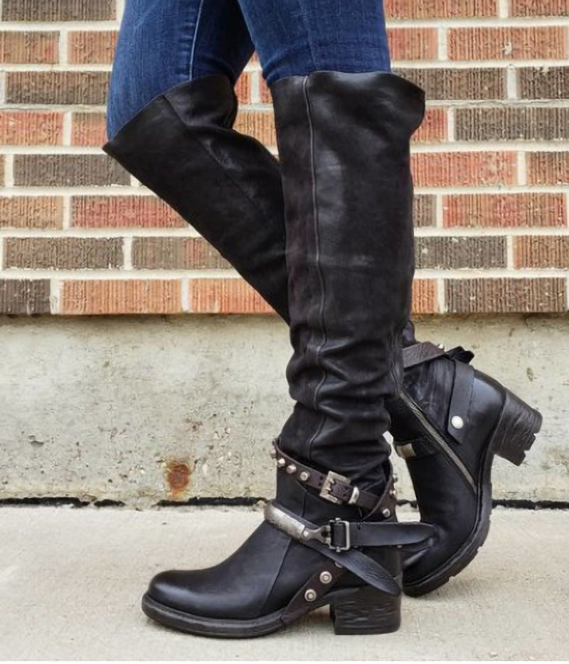 Knee High Belt Buckle Boots in 3 Colors