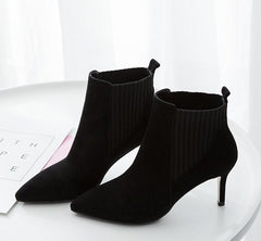Suede Stiletto Boots with Pointed Toe