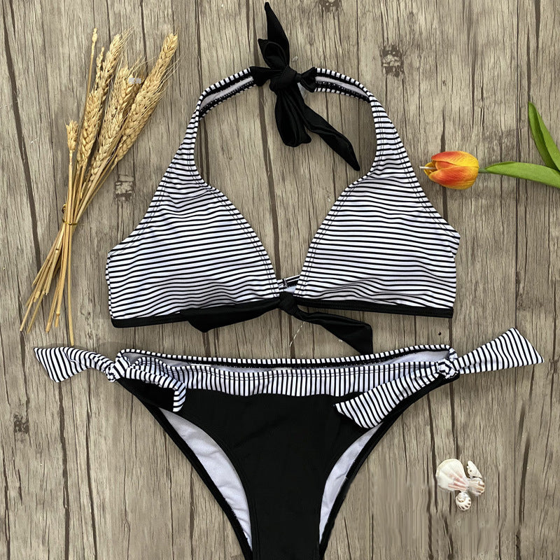 Padded Halter Neck Bikini with Low Waist Bottoms