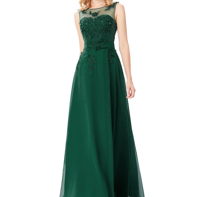 Sleeveless Lace Bodice Evening Dress in 5 Colors Sizes 2-16