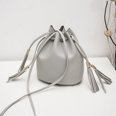 Shoulder Messenger Bucket Bag with Tassels in 5 Colors