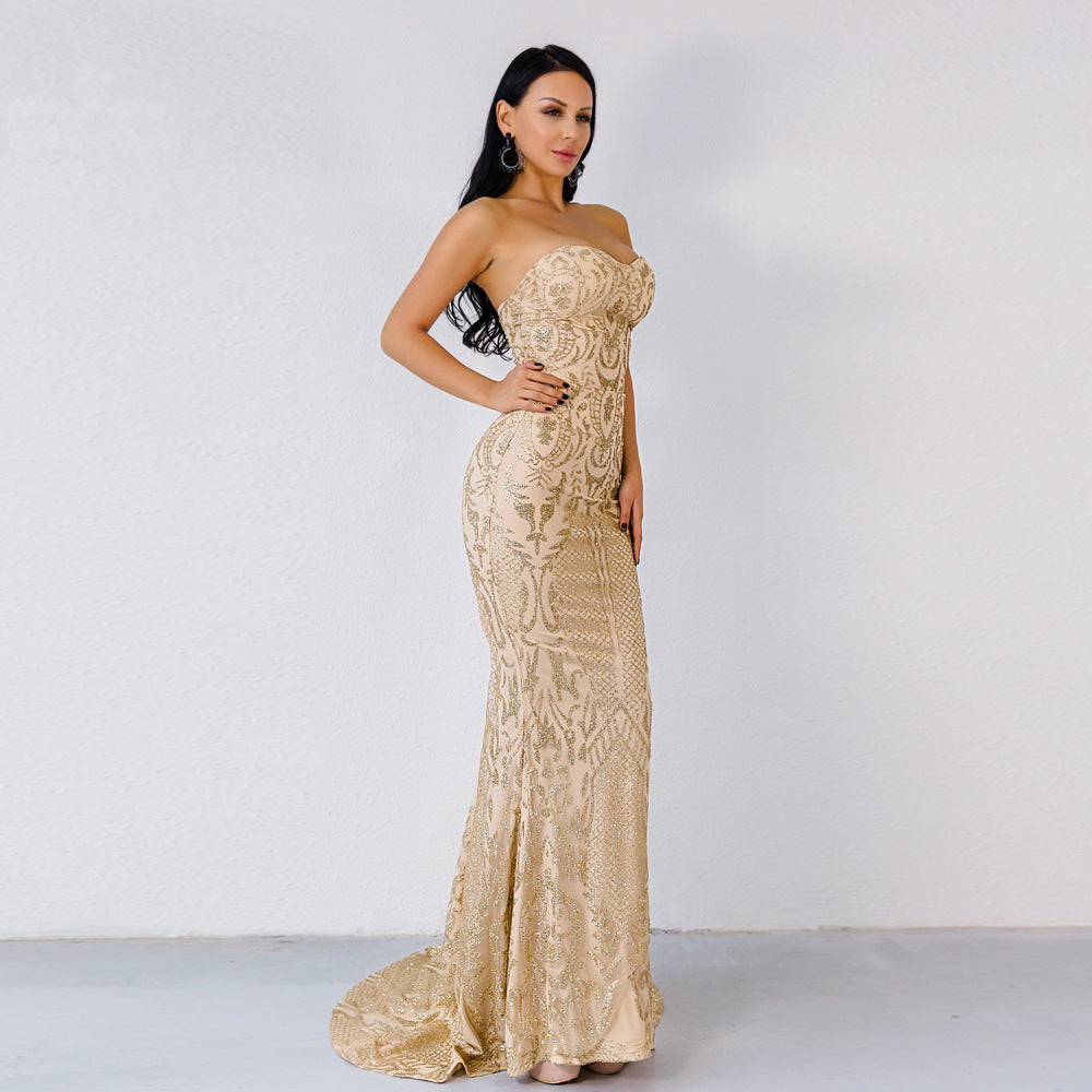 Strapless Evening Dress with High Low Hem in 2 Colors XS-L