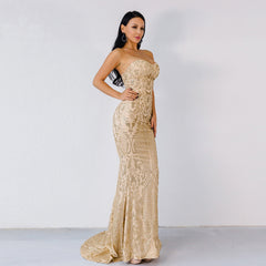 Strapless Evening Dress with High Low Hem in 2 Colors XS-L