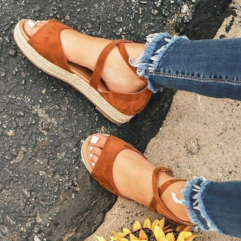 Suede Sandals with Wedge Heels in 3 Colors