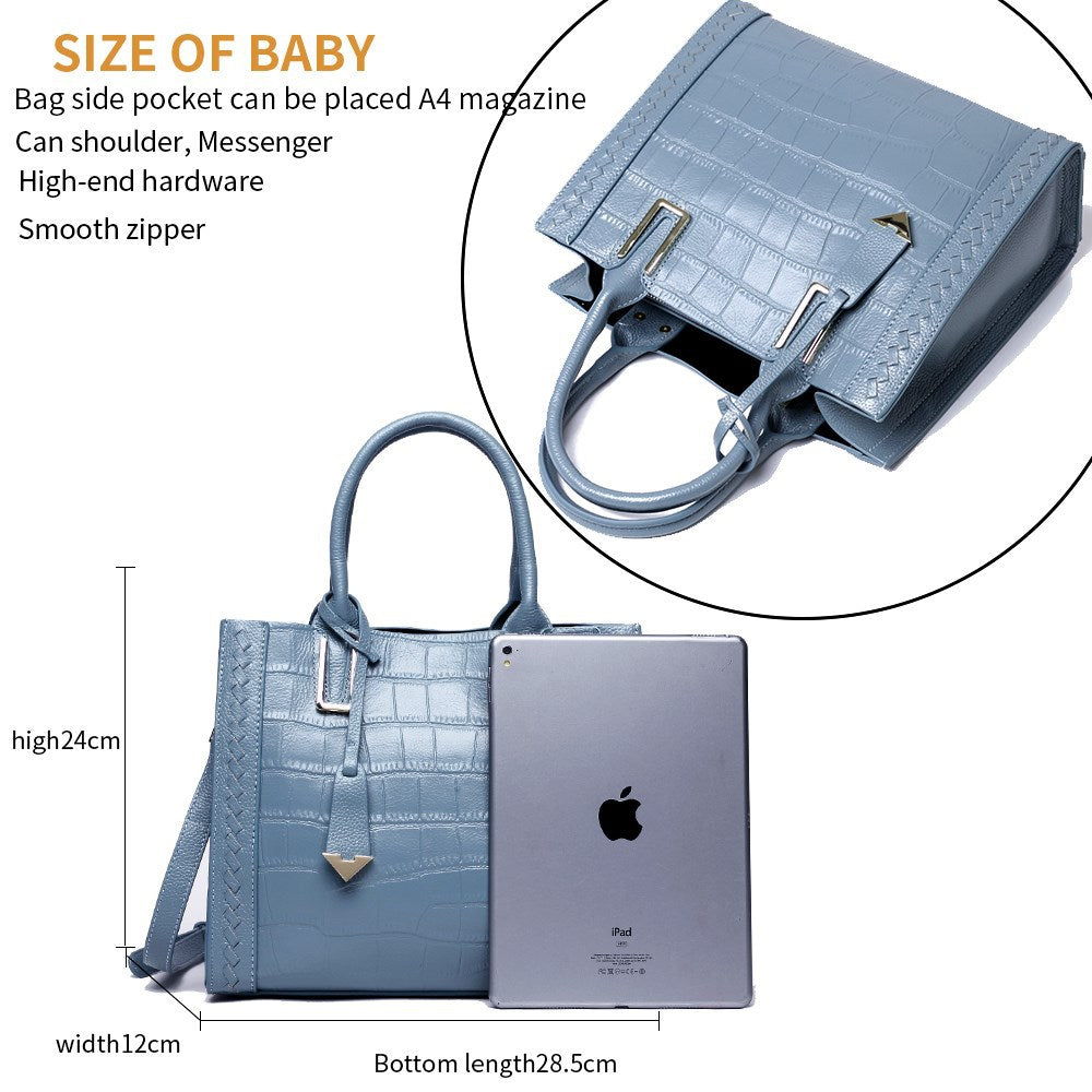 Leather Crocodile Pattern Handbag in 6 Colors