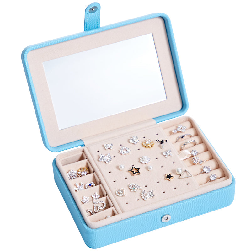 Leather Jewelry Box with Mirror in 4 Colors