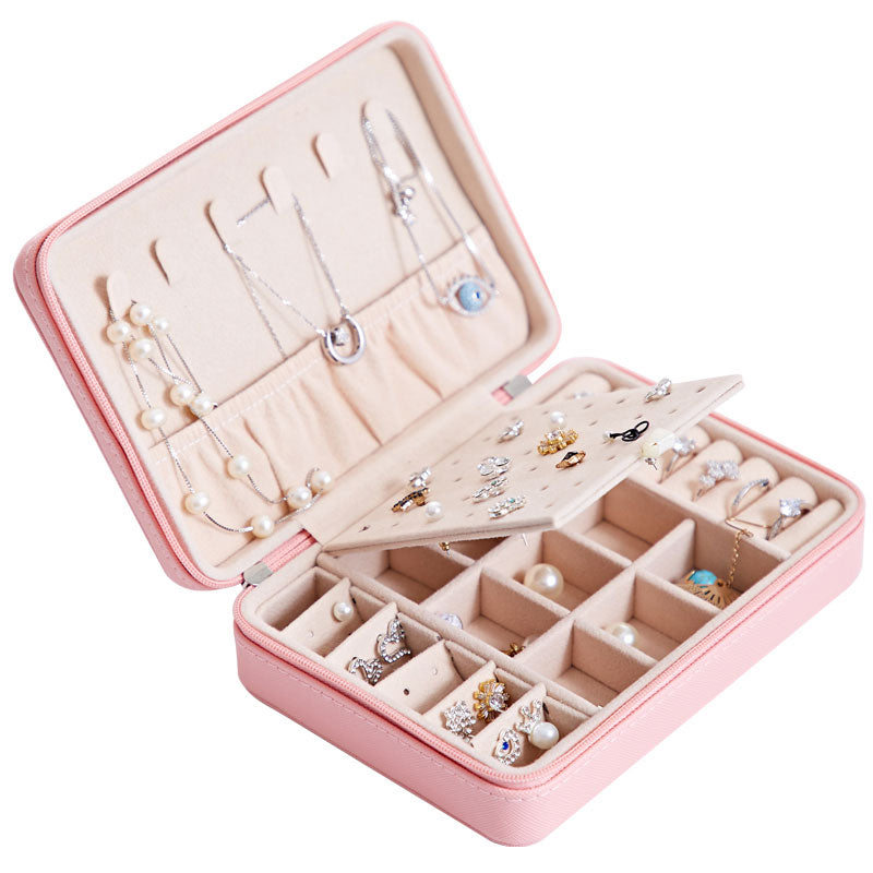 Leather Jewelry Box with Mirror in 4 Colors