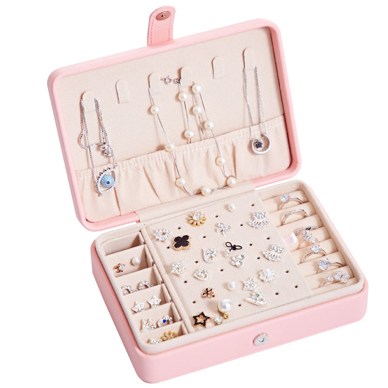 Leather Jewelry Box with Mirror in 4 Colors