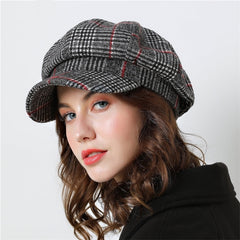 Plaid Woolen Beanie Cap in 3 Colors