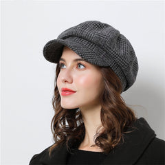 Plaid Woolen Beanie Cap in 3 Colors