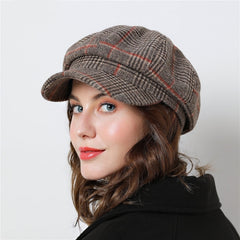 Plaid Woolen Beanie Cap in 3 Colors