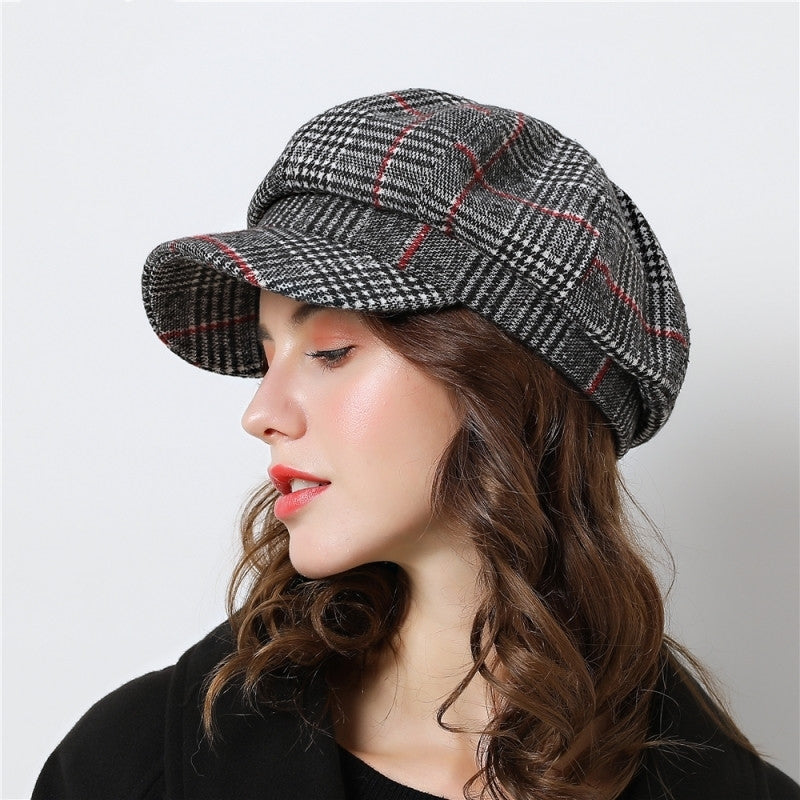 Plaid Woolen Beanie Cap in 3 Colors