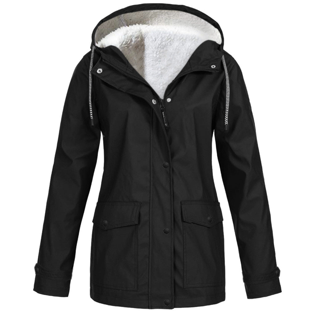 Fleece-Lined Hooded Zippered Jacket in 12 Colors S-5XL