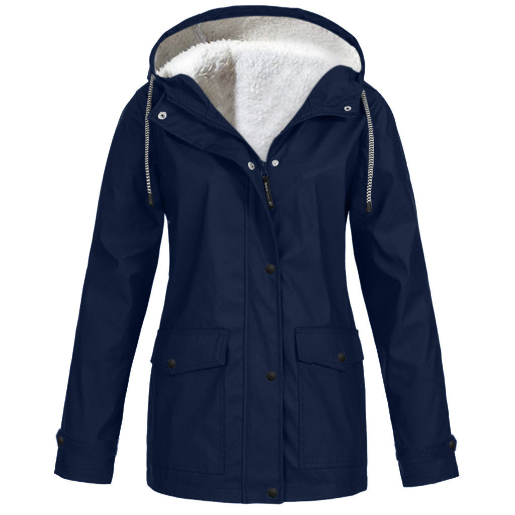 Fleece-Lined Hooded Zippered Jacket in 12 Colors S-5XL