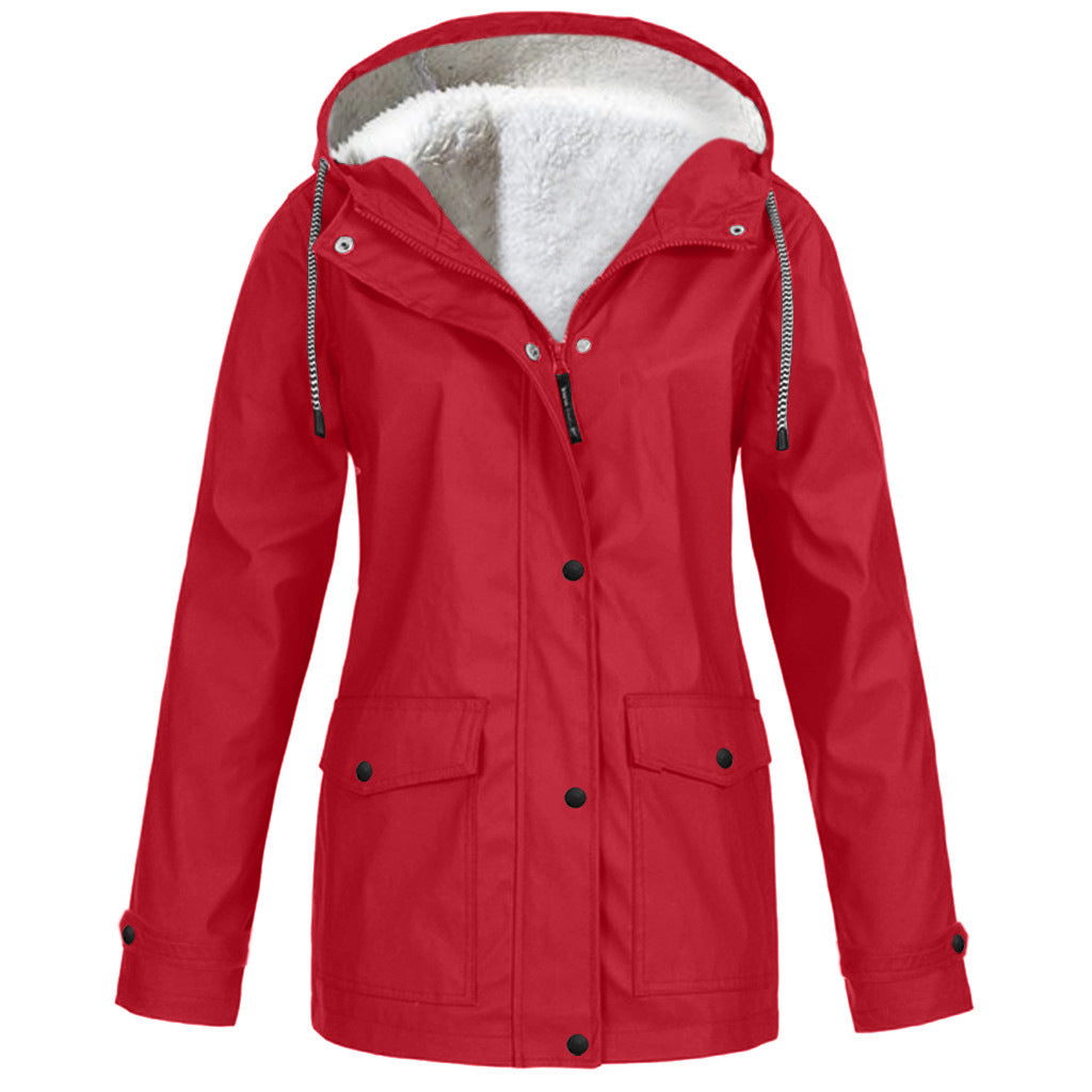 Fleece-Lined Hooded Zippered Jacket in 12 Colors S-5XL
