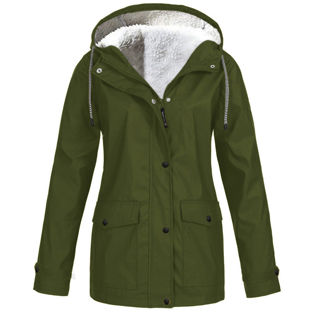 Fleece-Lined Hooded Zippered Jacket in 12 Colors S-5XL