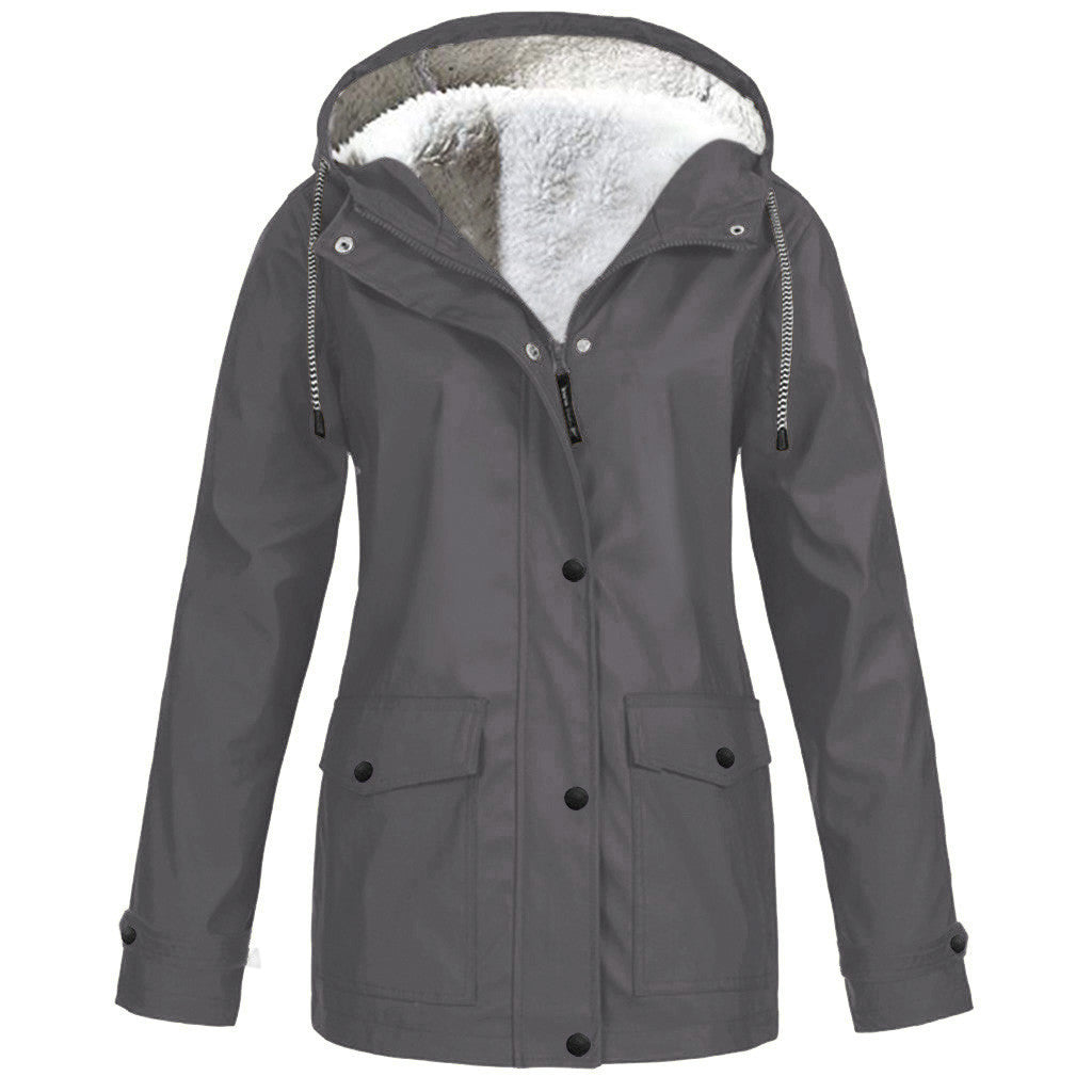 Fleece-Lined Hooded Zippered Jacket in 12 Colors S-5XL