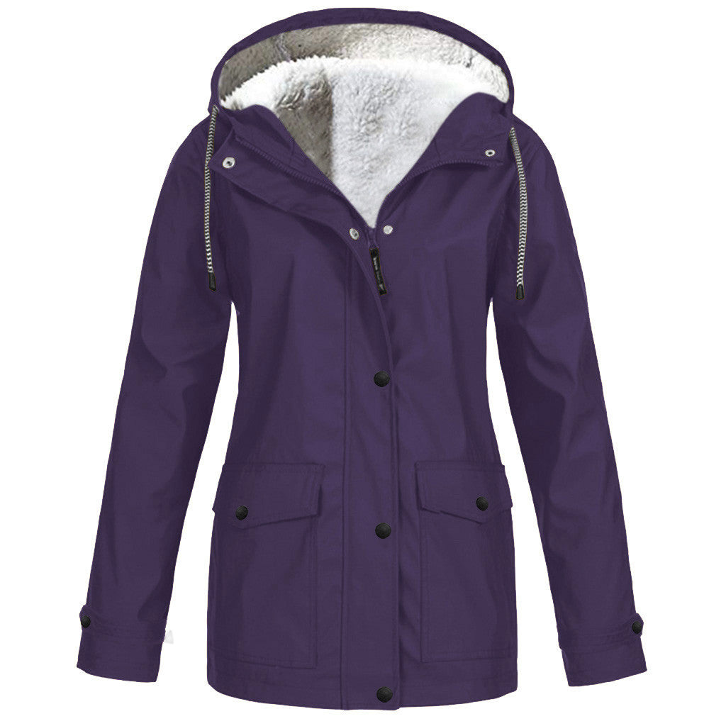 Fleece-Lined Hooded Zippered Jacket in 12 Colors S-5XL