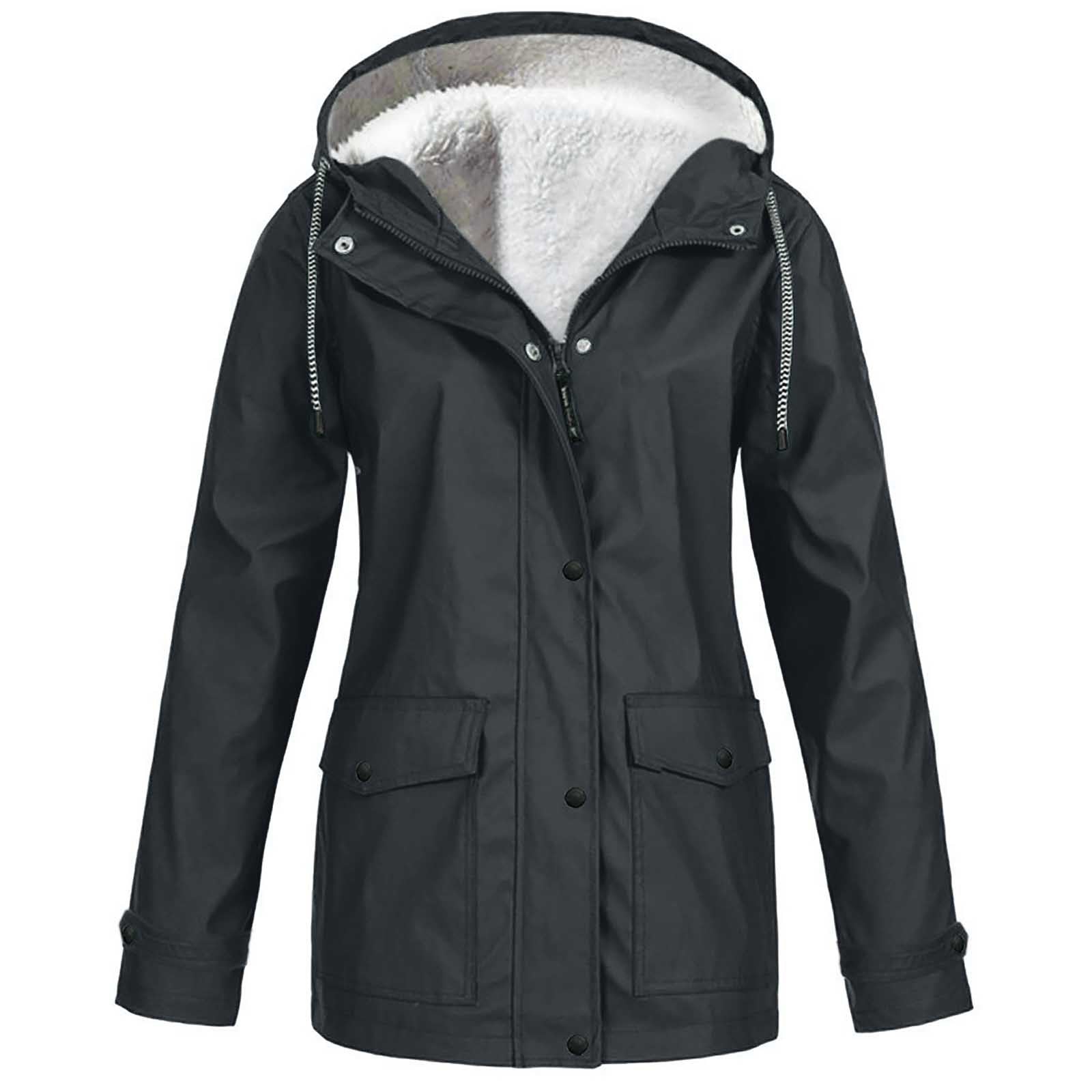 Fleece-Lined Hooded Zippered Jacket in 12 Colors S-5XL