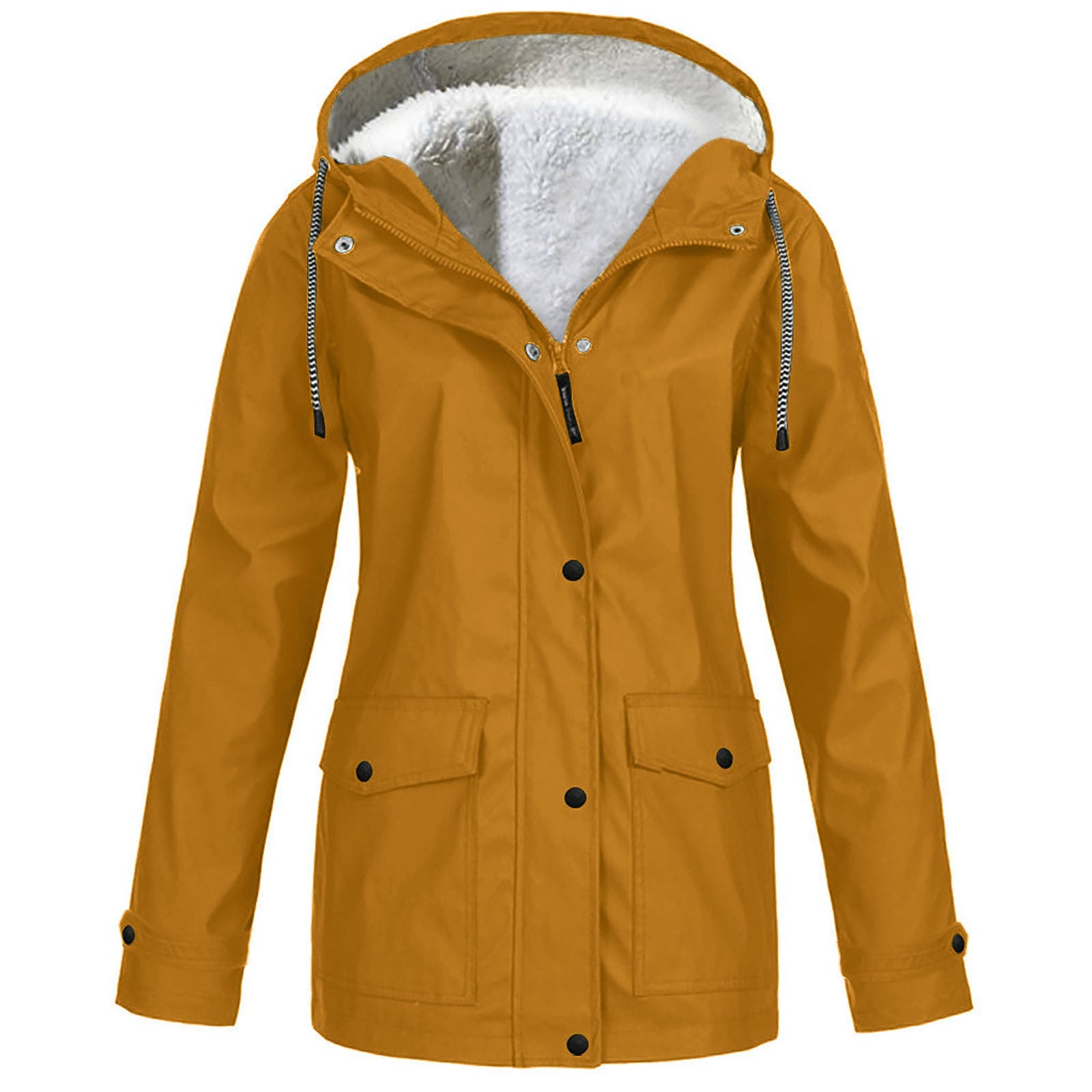 Fleece-Lined Hooded Zippered Jacket in 12 Colors S-5XL